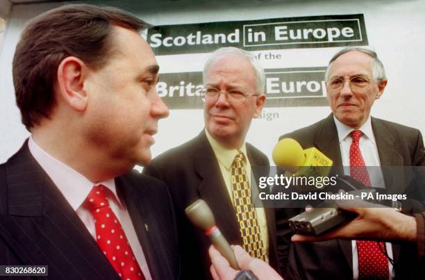 Scottish National Party leader Alex Salmond, with Scottish Deputy First Minister, Jim Wallace and First Minister Donald Dewar , presented a united...