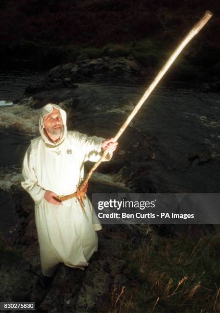 Druid Chris Turner, from Ayrshire, of the Druids of Albion, prepares himself to conduct the ceremony of the ancient feast of Samhuinn, which marks...