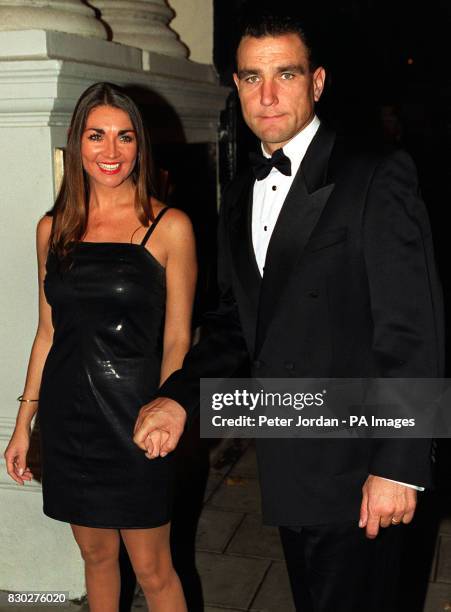 Former footballer turned actor Vinnie Jones and his wife Tanya, arriving for a charity dinner hosted by fashion designer Tomasz Starzewski in aid of...