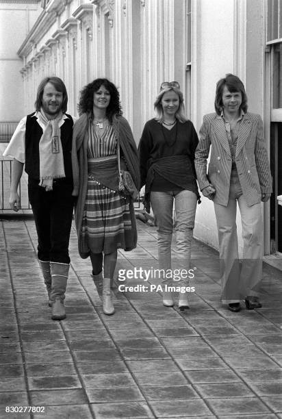 On this day in 1974 pop group ABBA begun their first tour of Europe. The four members of Swedish pop group "Abba" . From left to right: Benny...