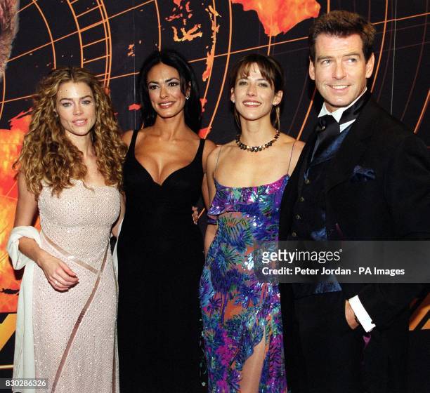 Actor Pierce Brosnan, who plays James Bond, with Bond Girls Denise Richards, Maria Grazia Cucinotta and Sophie Marceau, at the European Charity...