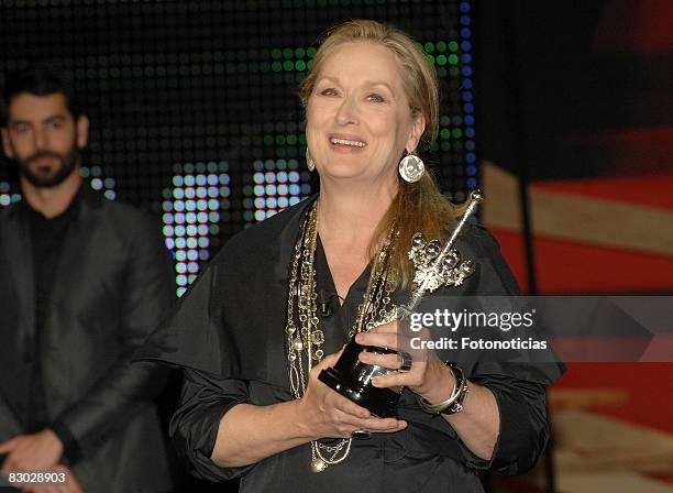 Actress Meryl Streep receives a lifetime Donostia Award, at the Kursaal Palace on September 26, 2008 in San Sebastian, Spain.