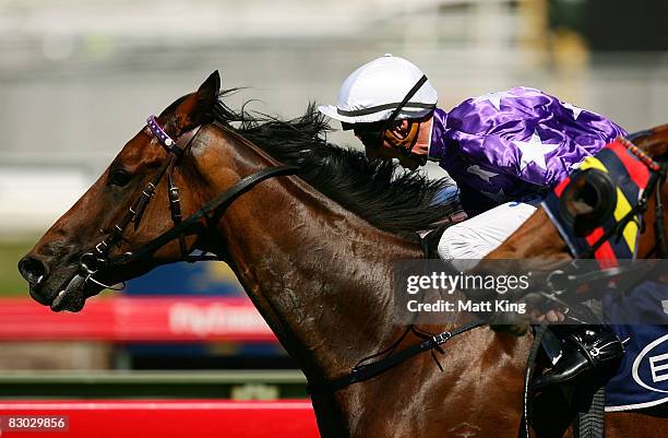 Nash Rawiller riding Faulconbridge wins the Del Aqua Handicap on George Main Stakes Day at Royal Randwick racecourse on September 27, 2009 in Sydney,...