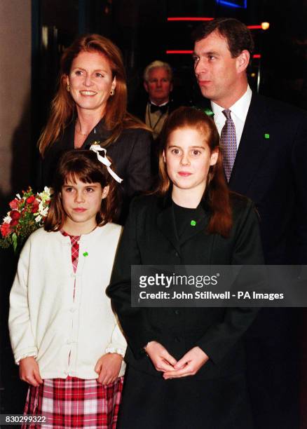 The Duke and Duchess of York arrive with their daughters, Princess Beatrice and Princess Eugenie , at the Warner Village, Leicester Square, for the...