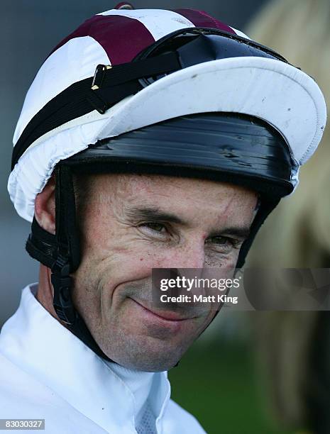 Glen Boss celebrates winning the Bacardi Breezer Nivision on George Main Stakes Day at Royal Randwick racecourse on September 27, 2009 in Sydney,...