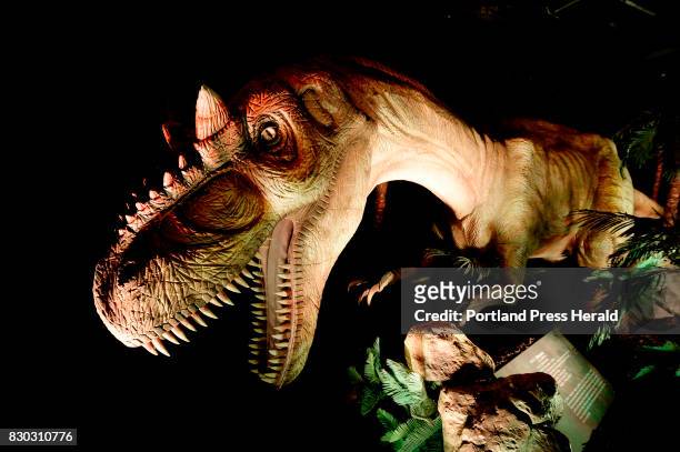 Life-size animatronic Allosaurus on display at the Dinosaur exhibit at the Portland Science Center Thursday, November 17, 2016. Dinosaurs Unearthed...