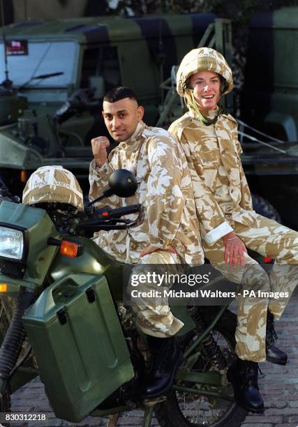 Boxer Prince Naseem Hamed with EastEnders actress Tamzin Outhwaite in London's Covent Garden where they supported a marketing campaign specifically...