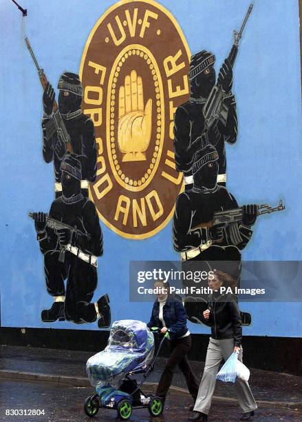 An Ulster Volunteer Force mural. It is believed that the murder of Richard Jameson in Portadown, is part of a loyalist feud with the LVF ....