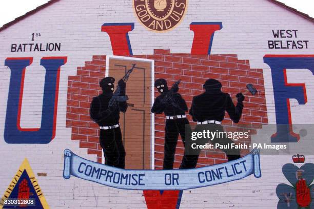 Photo of an Ulster Volunteer Force mural . It is believed that the murder of Richard Jameson in Portadown, was part of a loyalist feud with the LVF ....