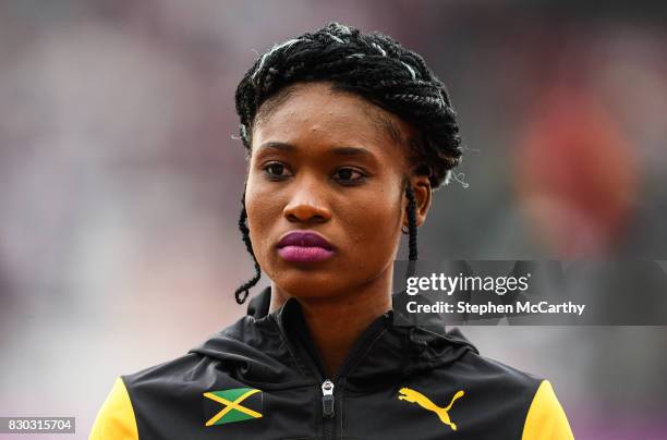 London , United Kingdom - 11 August 2017; Ristananna Tracey of Jamaica at the Women's 400m Hurdles medal cermony during day eight of the 16th IAAF...