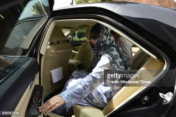 Chief Minister of Jammu and Kashmir Mehbooba Mufti Sayeed after meeting Prime Minister Narendra Modi on August 11, 2017 in New Delhi, India.