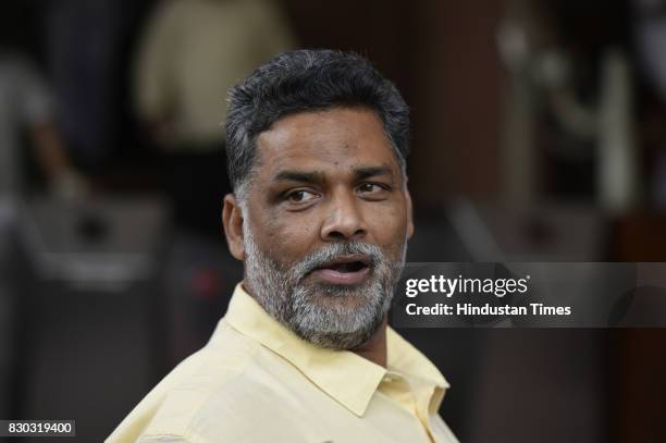 Rajesh Ranjan, better known as Pappu Yadav during Monsoon Session at Parliament on August 11, 2017 in New Delhi, India.