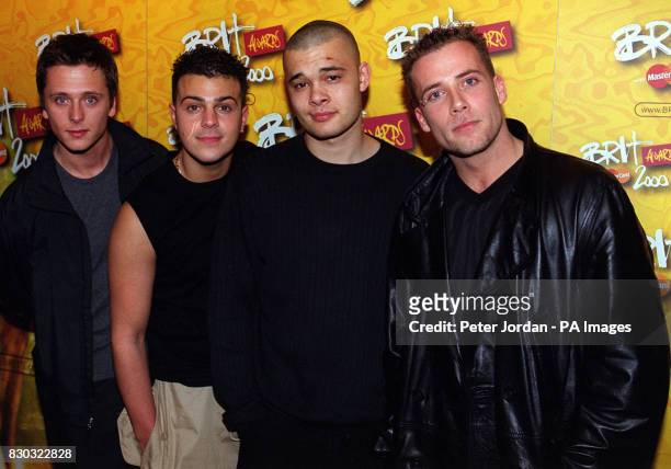 Four members of the pop group Five Ritchie Neville, Scott Robinson, Sean Conlon and Jason Brown during the press launch of The Brit Awards 2000 in...