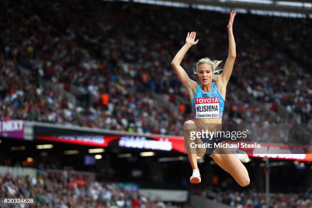 Darya Klishina of the Authorised Neutral Athletes competes in the Women's Long Jump final during day eight of the 16th IAAF World Athletics...