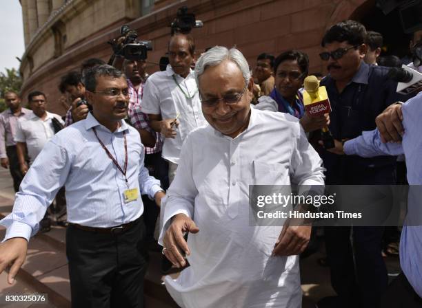 Chief Minister Bihar Nitish Kumar after meeting Prime Minister Narendra Modi on August 11, 2017 in New Delhi, India.