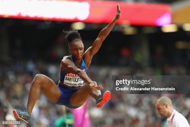 Tianna Bartoletta of the United States competes in the Women's Long Jump final during day eight of the 16th IAAF World Athletics Championships London...