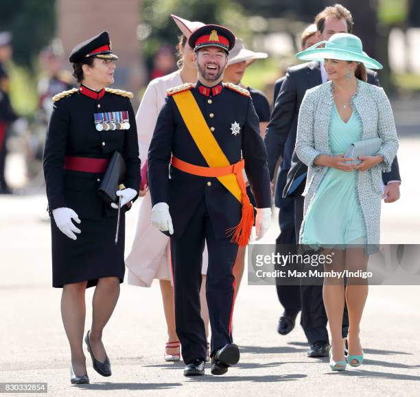 Prince Guillaume, Hereditary Grand Duke of Luxembourg and Princess Stephanie of Luxembourg attend the Sovereign's Parade at the Royal Military...