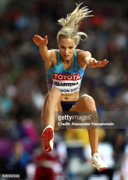 Darya Klishina of the Authorised Neutral Athletes competes in the Women's Long Jump final during day eight of the 16th IAAF World Athletics...