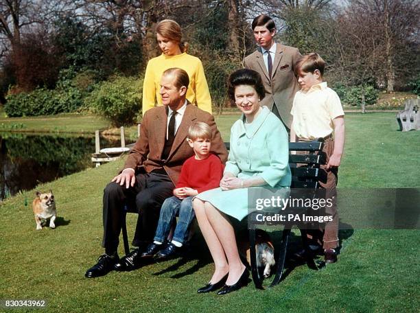 The Royal Family in the grounds of Frogmore House, Windsor. From left: Princess Anne, the Duke of Edinburgh, Prince Edward, Queen Elizabeth II,...