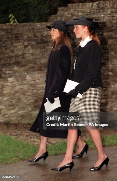 THE DUCHESS OF YORK AND HER MOTHER SUSAN BARRANTES LEAVING ST. ANDREW'S CHURCH, CHEDWORTH, AFTER THE MEMORIAL SERVICE OF THE DUCHESS'S STEPFATHER...