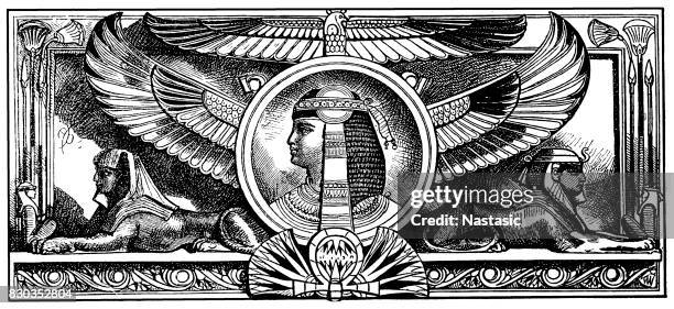 portrait of cleopatra - north african ethnicity stock illustrations