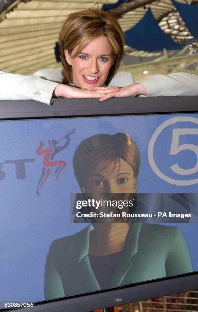 Channel 5 Newsreader Andrea Catherwood at the Millennium Dome, with a virtual imge of herself. The digitally produced image will be known as Vandrea,...