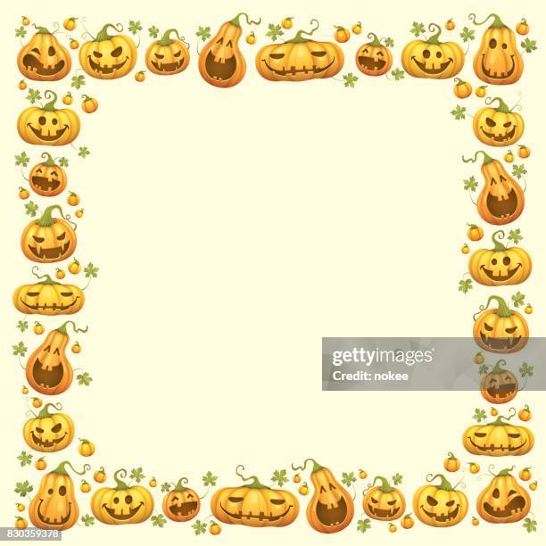 halloween pumpkin border - halloween border stock illustrations