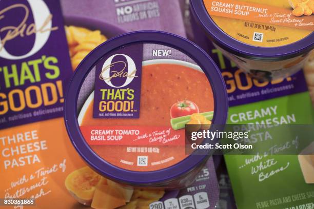 In this photo illustration, 'O That's Good!' food products, introduced by Oprah Winfrey in collaboration with Kraft Heinz, are shown on August 11,...