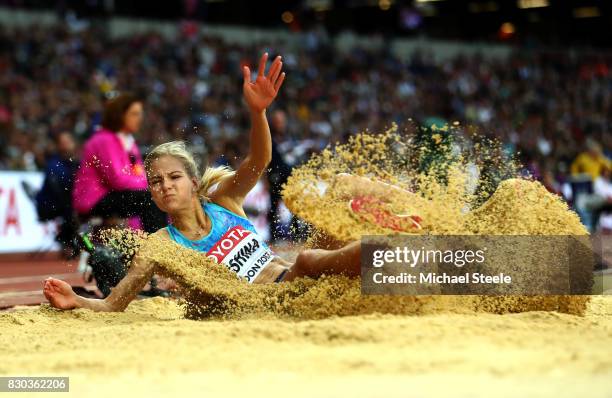 Darya Klishina of the Authorised Neutral Athletes competes in the Women's Long Jump final during day eight of the 16th IAAF World Athletics...