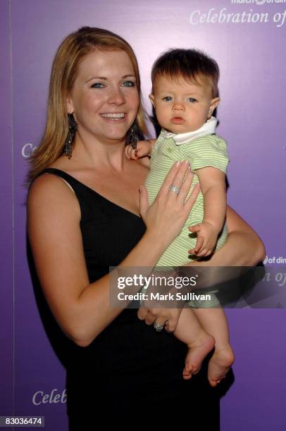 Actress Melissa Joan Hart and son Brayden arrive at the "Celebration of Babies" silent auction and luncheon to benefit March of Dimes on September...