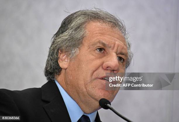 Organization of American States Secretary General, Uruguayan Luis Almagro delivers a speech during the closing ceremony of the commemoration for the...