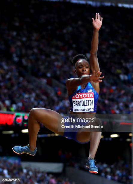 Tianna Bartoletta of the United States competes in the Women's Long Jump final during day eight of the 16th IAAF World Athletics Championships London...