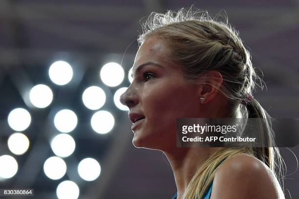 Authorised Neutral Athlete Darya Klishina competes in the final of the women's long jump athletics event at the 2017 IAAF World Championships at the...