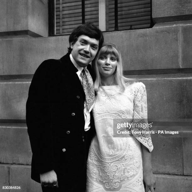 Actor Martin Shaw with actress Jill Allen outside St Pancras Town Hall following their wedding.