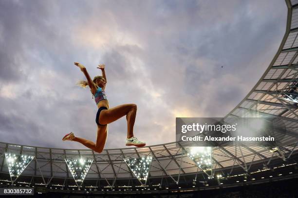 Darya Klishina of the Authorised Neutral Athletes competes in the Women's Long Jump final during day eight of the 16th IAAF World Athletics...