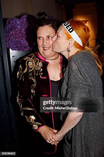 Suzy Menkes and Vivienne Westwood attend a party to celebrate Suzy Menkes Twenty Year Partnership with The Herald Tribune at the Musee Galliera on...