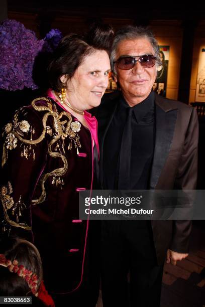 Suzy Menkes and Roberto Cavalli attend a party to celebrate Suzy Menkes Twenty Year Partnership with The Herald Tribune at the Musee Galliera on...
