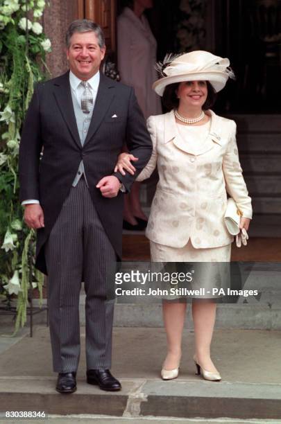 Crown Prince Alexander and Princess Catarina of Yugoslavia arrive at the Greek Orthodox Cathedral of St Sophia in Bayswater, west London, for the...