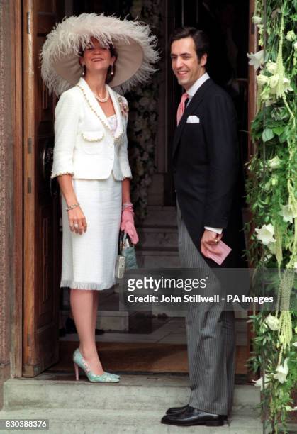 Princess Elena of Spain and her husband Jaime de Marichala arrive at the Greek Orthodox Cathedral of St Sophia in Bayswater, west London, for the...