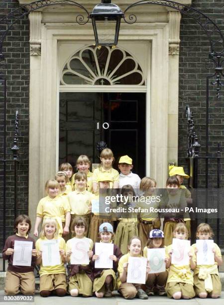 The 2nd and 3rd Brownies from Ash Vale in Surrey deliver a message to the Blairs at Downing Street. The Brownies, from the 67th Northampton pack,...