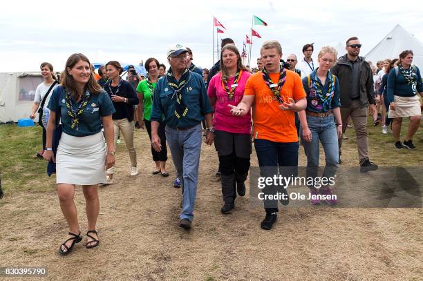 Swedish King Carl Gustav during his visit to the scouts jamboree on August 11, 2017 in Kristianstad, Sweden. The King took a long tour around the...