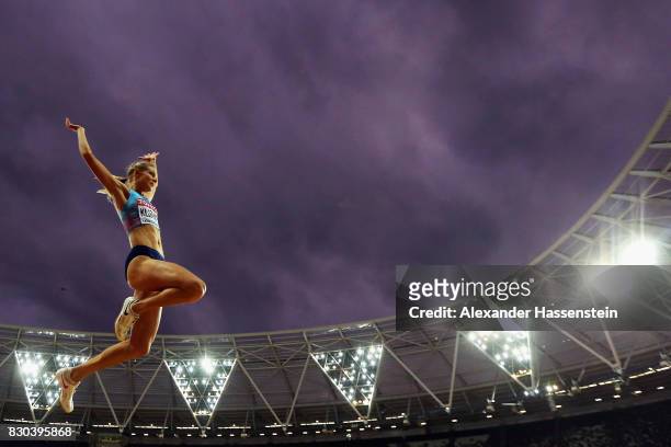 Darya Klishina of the Authorised Neutral Athletes competes during the Women's Long Jump final during day eight of the 16th IAAF World Athletics...