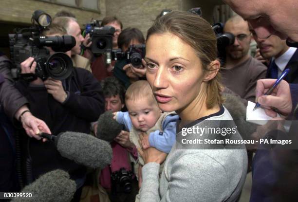 Frankie Dettori's wife Catherine and their son Leo arrive at Addenbrookes Hospital in Cambridge to visit Frankie who is recovering from a broken...