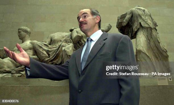 Greek Foreign Minister George Papendreou in the British Museum where he expressed hope that a more positive dialogue could begin with the British...