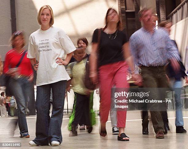 Laura Horwood who became the millionth visitor at the Tate Modern in London, just six weeks after its opening. The acclaimed 134 million building is...