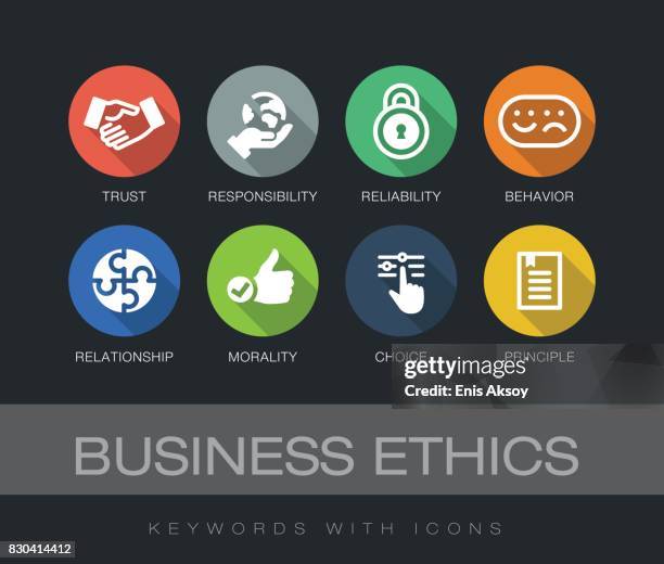 business ethics keywords with icons - bonding stock illustrations