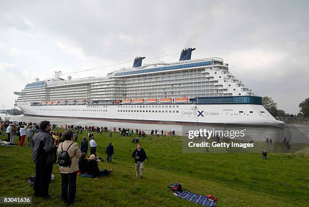The biggest ever build cruiser in Germany, Celebrity Solstice, leaves the Meyer Papenburg shipyard en-route to Hamburg via Emden on September 28,...