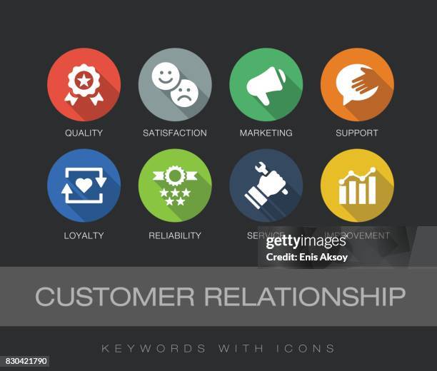 customer relationship keywords with icons - customer relationship icon stock illustrations