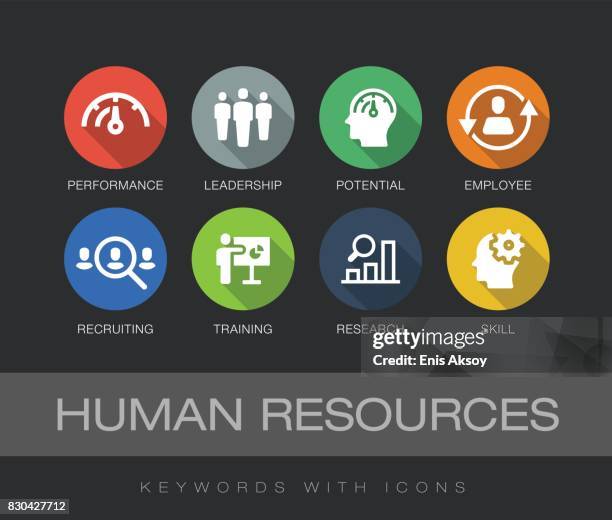 human resources keywords with icons - round training icons stock illustrations