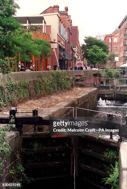 One of the canal locks by Canal Street, Manchester, a famous gay district of the city.